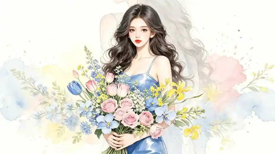 3k卷发壁纸-手绘 - 水彩-漫画「哲风壁纸」