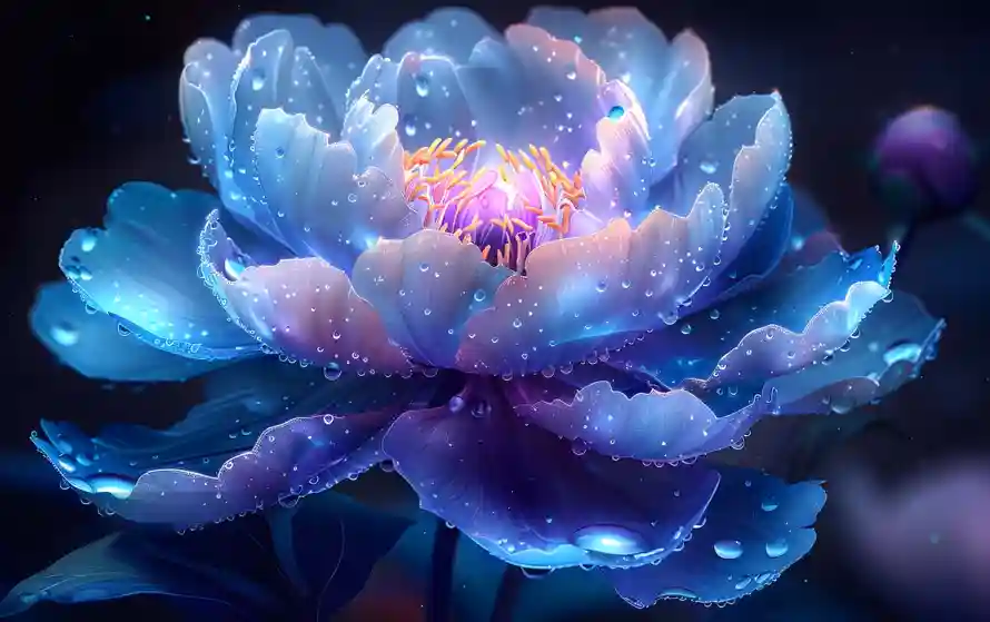 2k发光壁纸-花 - 梦幻-水珠「哲风壁纸」