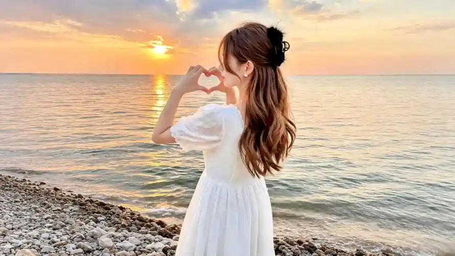 3k卷发壁纸-大海 - 好看-少女「哲风壁纸」