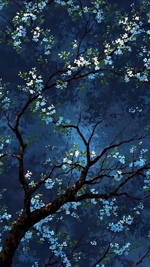 4k夜晚壁纸 - 树 - 夜空 - 树枝「哲风壁纸」
