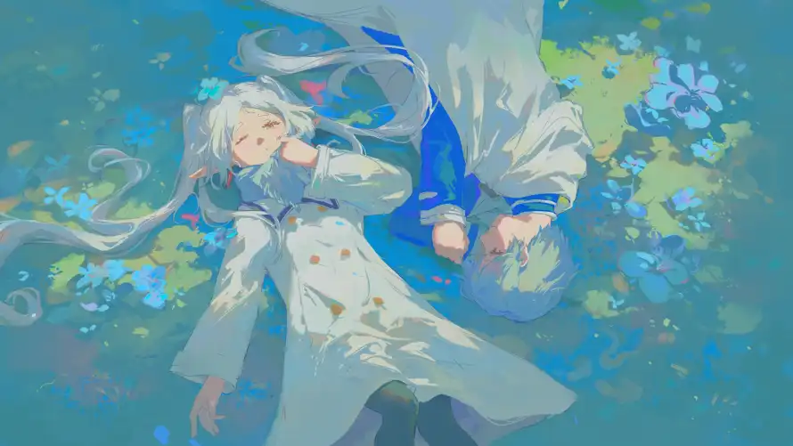 2k动漫壁纸-少女 - 花朵-花海「哲风壁纸」