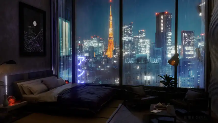 4k卧室壁纸-城市 - 夜景-室内「哲风壁纸」