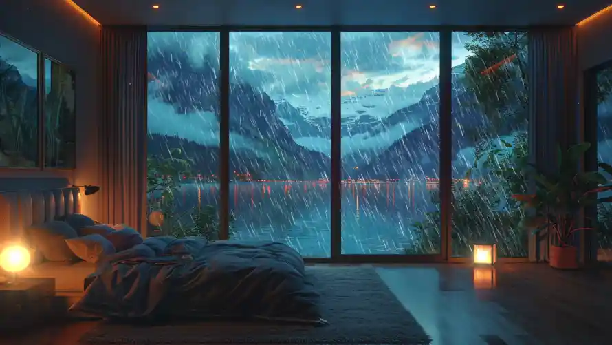 4k卧室壁纸-床 - 山景-房子「哲风壁纸」
