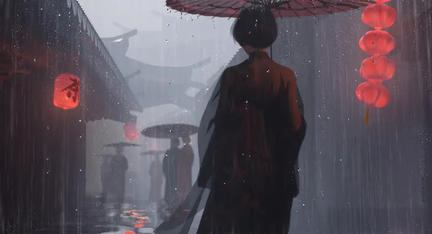 3k古街壁纸-古风 - 旗袍-雨巷「哲风壁纸」