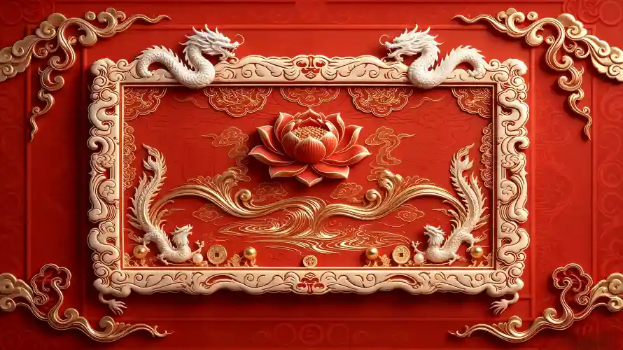 3k喜庆壁纸-龙 - 国风-浮雕「哲风壁纸」