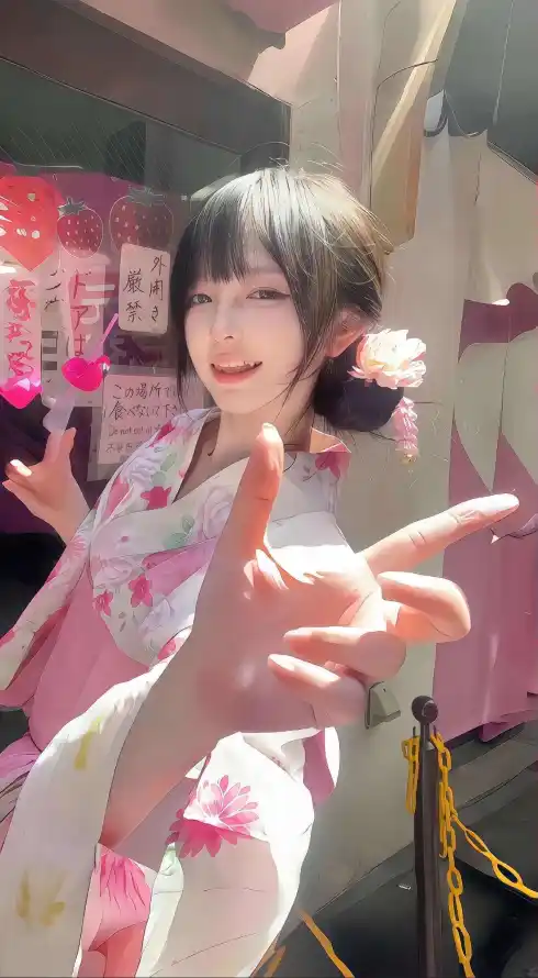 4k和服壁纸 - 微笑 - 手势 - 日系「哲风壁纸」