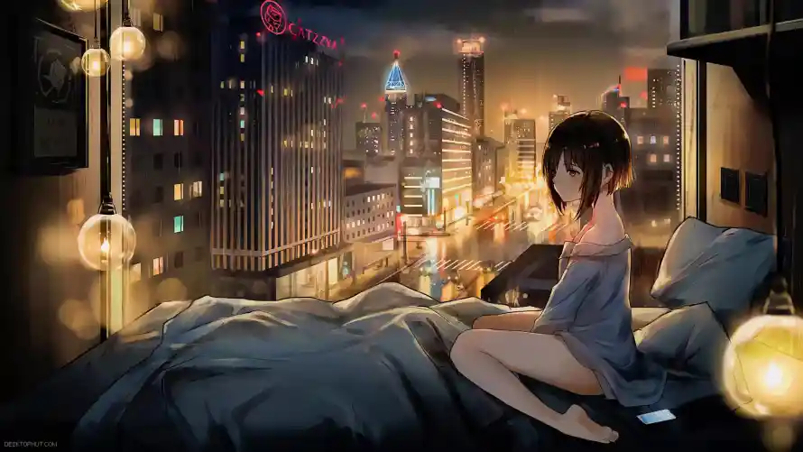4k卧室壁纸-床 - 城市-夜景「哲风壁纸」