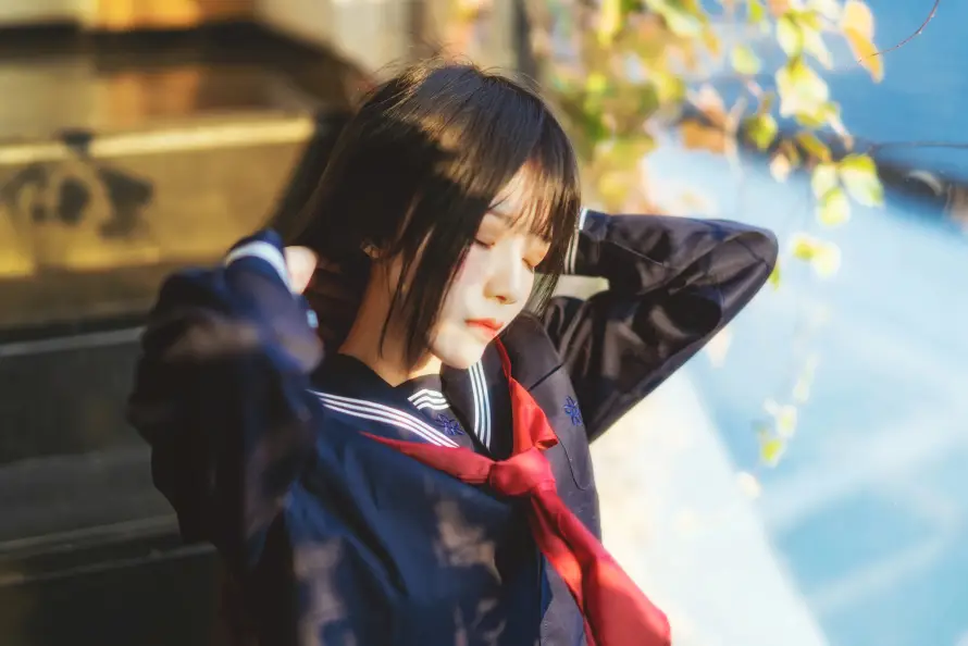 8k制服壁纸-jk - 少女-慵懒「哲风壁纸」