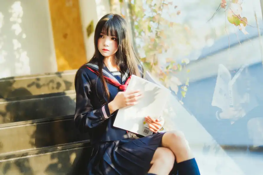 8k制服壁纸-jk - 台阶-少女「哲风壁纸」