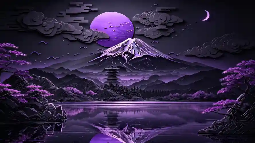 3k云层壁纸-倒影 - 夜景-月牙「哲风壁纸」