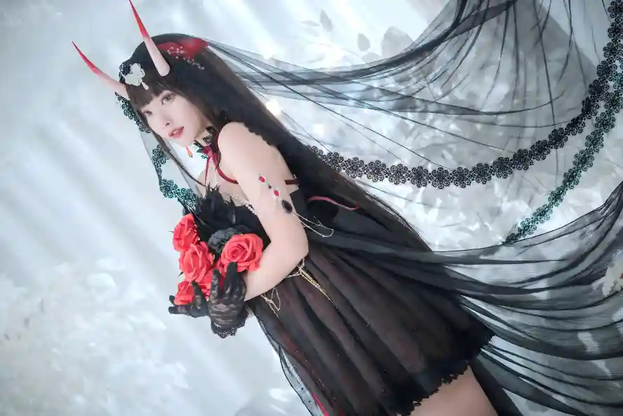 7k头纱壁纸-牛角 - 美女-花嫁「哲风壁纸」