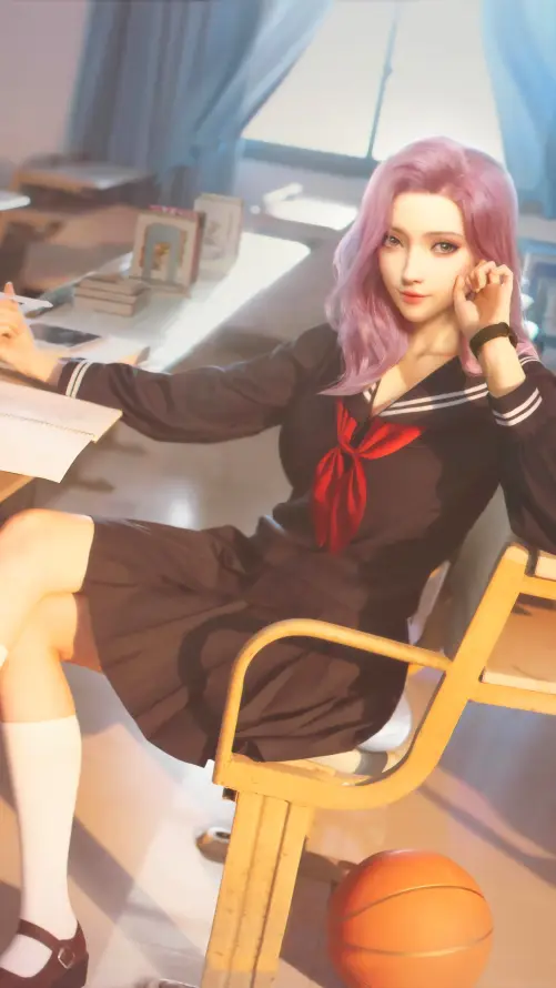 4kjk壁纸 - 制服 - 教室 - 白袜「哲风壁纸」