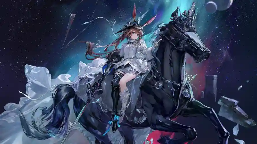 4k兔耳壁纸-冷光 - 夜空-少女「哲风壁纸」