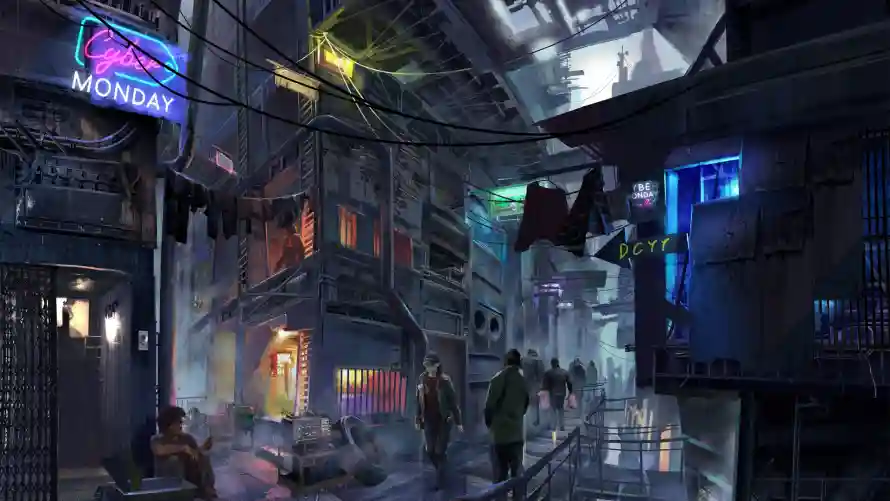 2k夜景壁纸-小巷 - 建筑-科幻「哲风壁纸」