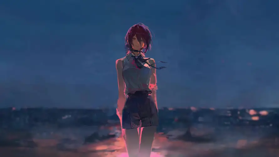 4k夜晚壁纸-女性 - 海岸-短发「哲风壁纸」