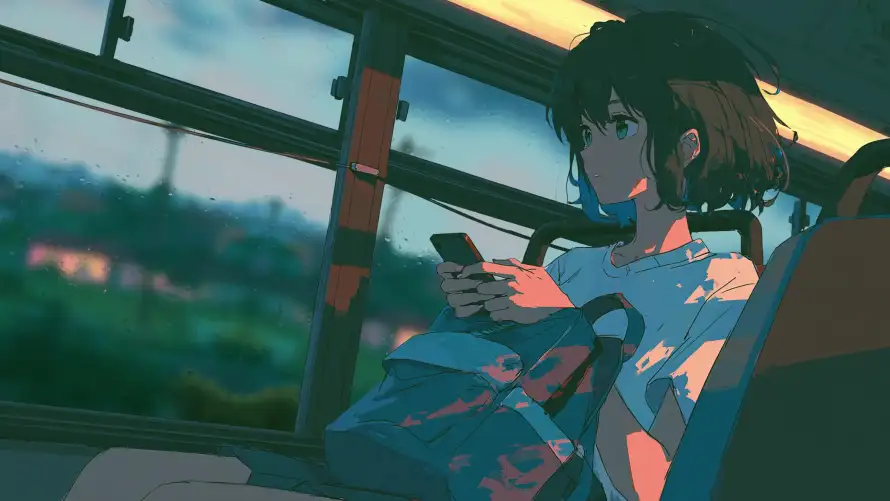 4k手机壁纸-治愈 - 短发-黄昏「哲风壁纸」