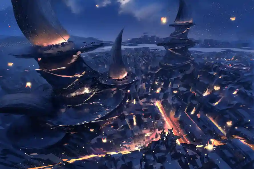 4k动漫壁纸-夜晚 - 夜景-天空「哲风壁纸」