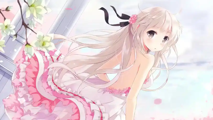 4k少女壁纸-花朵 - 花饰-银发「哲风壁纸」