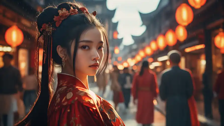 3k发髻壁纸-古街 - 古风-国风「哲风壁纸」