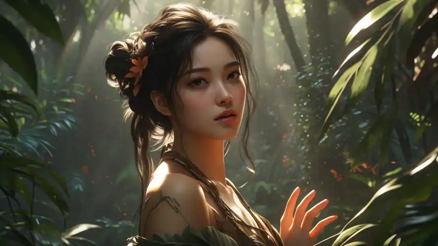 3k丛林壁纸-人像 - 光影-古风「哲风壁纸」