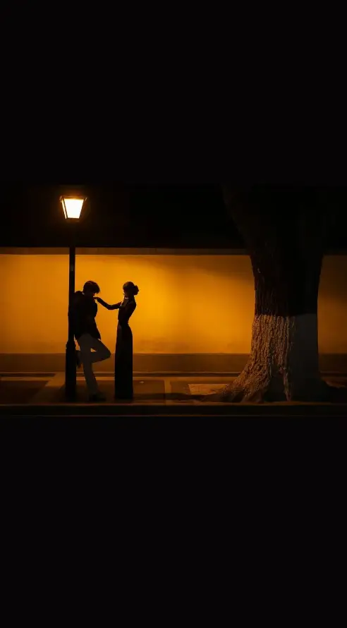4k互动壁纸 - 剪影 - 双人 - 夜晚「哲风壁纸」