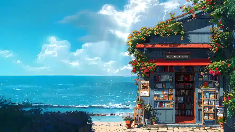 4k书屋壁纸-大海 - 晴天-沙滩「哲风壁纸」
