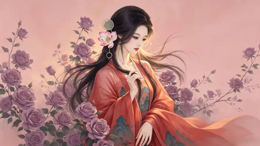 3k发饰壁纸-国风 - 插画-汉服「哲风壁纸」