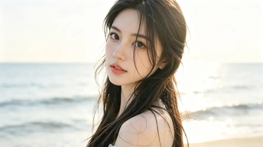 3k人像壁纸-大海 - 暖光-沙滩「哲风壁纸」