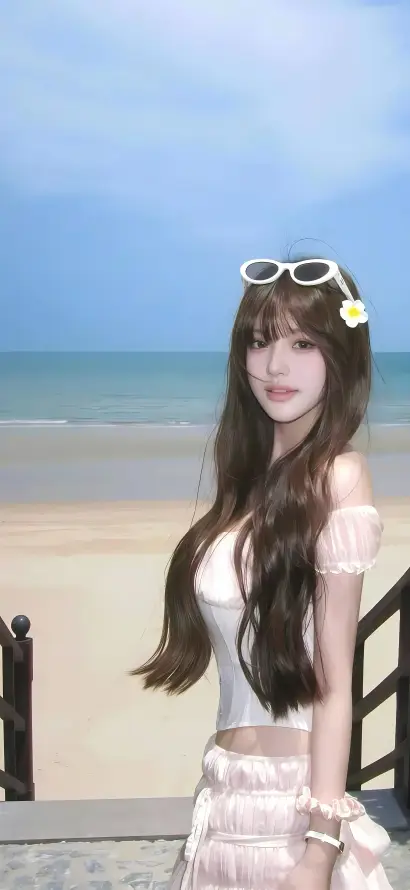 4k墨镜壁纸 - 夏日 - 少女 - 沙滩「哲风壁纸」