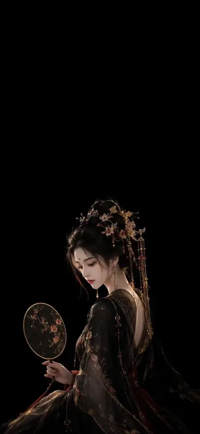 4k发髻壁纸 - 古风 - 团扇 - 好看「哲风壁纸」