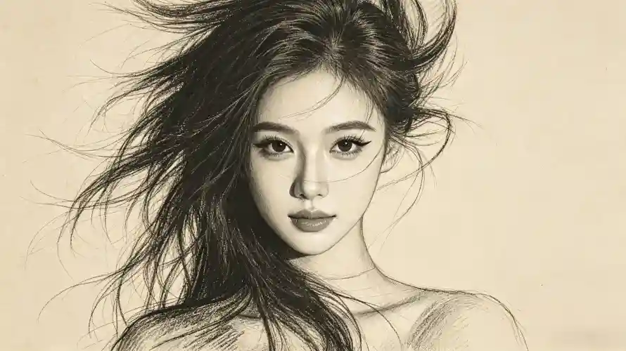 3k好看壁纸-手绘 - 素描-美女「哲风壁纸」