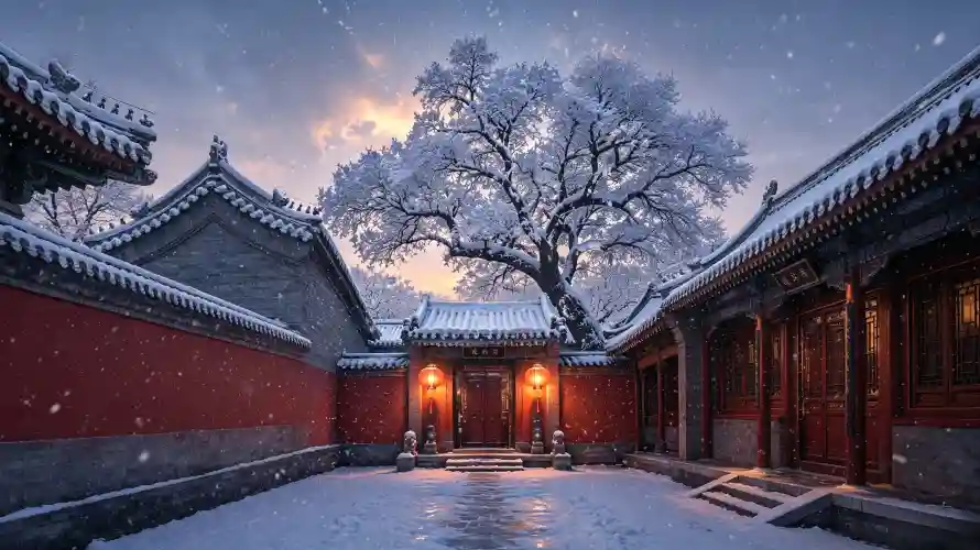 3k下雪壁纸-冬季 - 古树-古风「哲风壁纸」