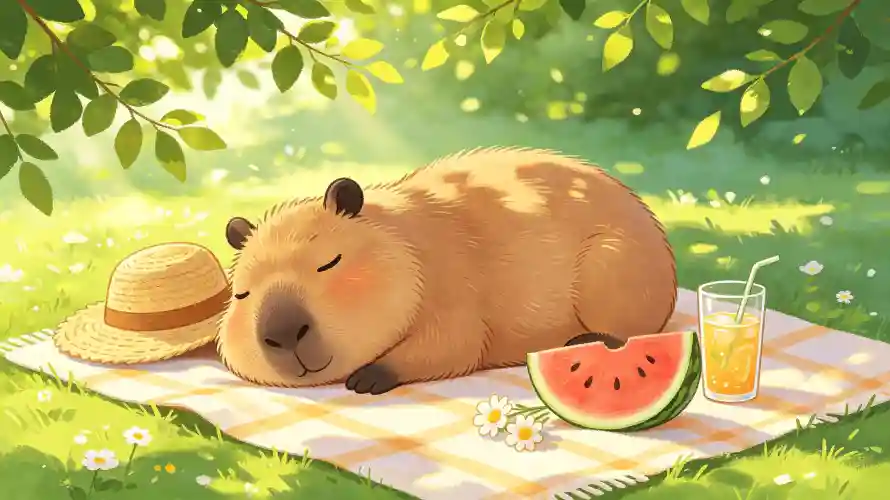 3k卡通壁纸-夏日 - 果汁-树荫「哲风壁纸」