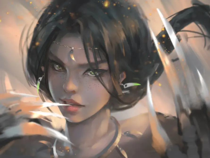 4k女性壁纸-小绿 - 插画-短发「哲风壁纸」