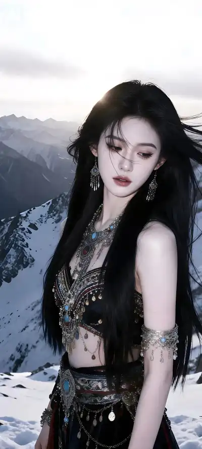 4k人像壁纸 - 冷艳 - 山脉 - 美女「哲风壁纸」