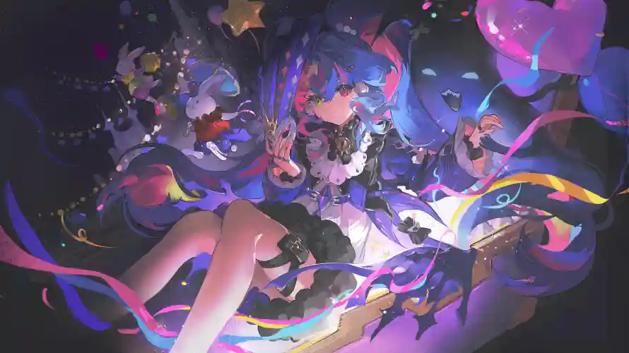4k彩带壁纸-星星 - 粉色-紫色「哲风壁纸」