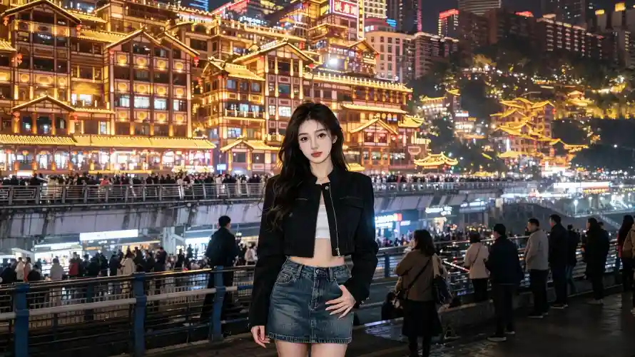 3k人像壁纸-夜景 - 穿搭-美女「哲风壁纸」