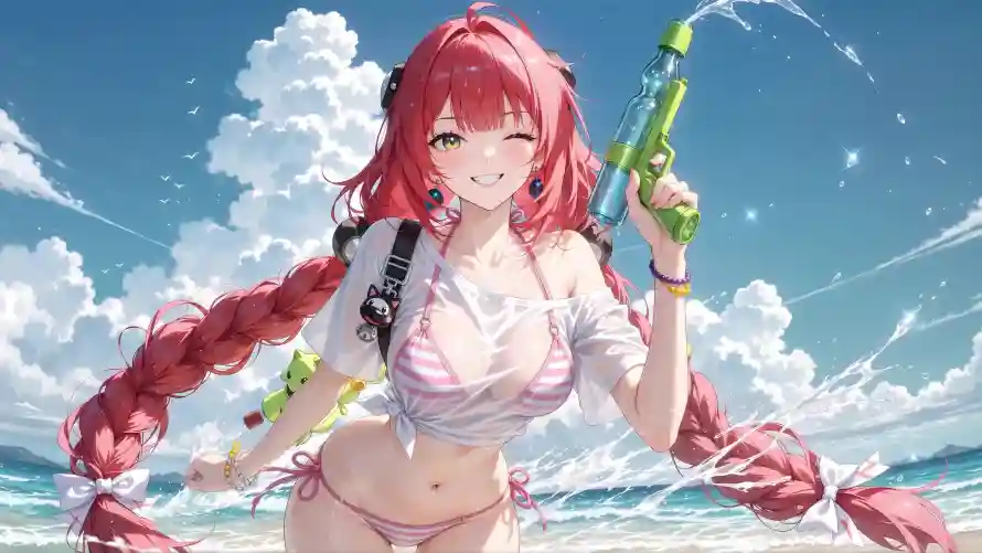 4k夏日壁纸-水枪 - 海滩-玩水「哲风壁纸」