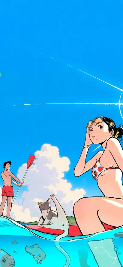 4k卡通壁纸 - 鱼 - 夏天 - 少女「哲风壁纸」