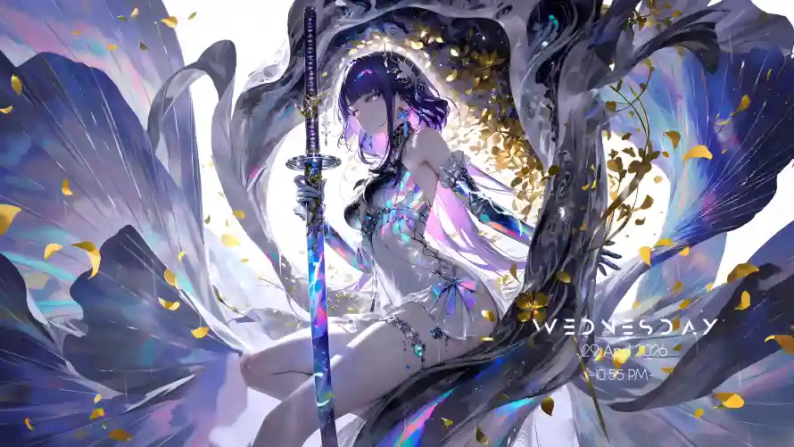 4k光晕壁纸-持剑 - 插画-美女「哲风壁纸」