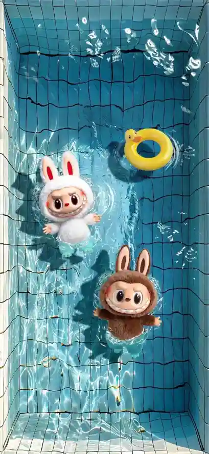 4k兔子壁纸 - 可爱 - 夏日 - 泳池「哲风壁纸」