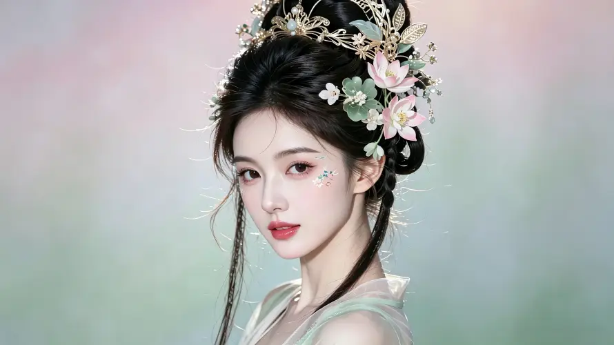 3k发冠壁纸-古装 - 汉服-花钿「哲风壁纸」