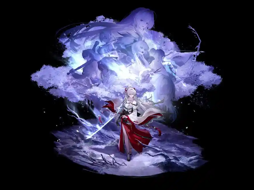3k冰晶壁纸-巫女 - 白发-红裙「哲风壁纸」