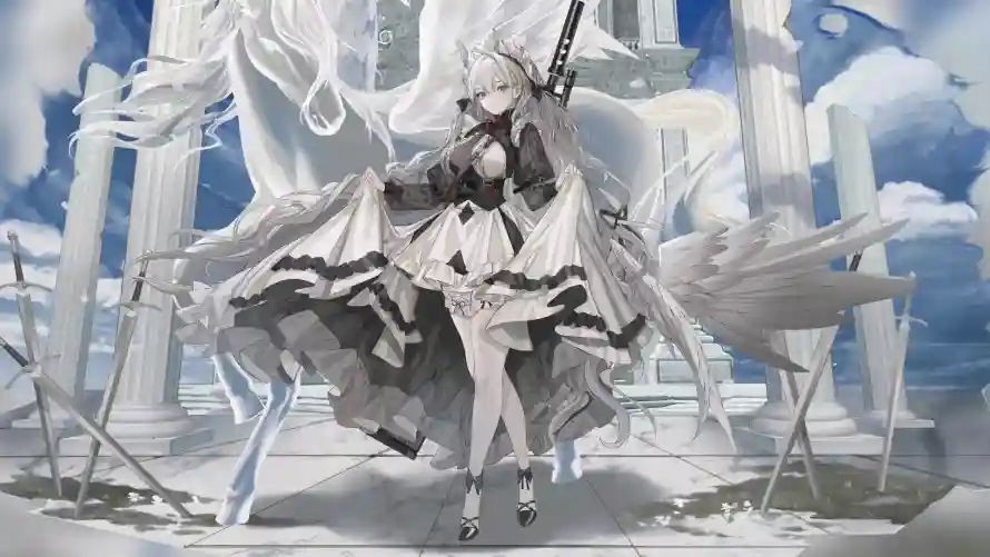 3k云朵壁纸-天使 - 少女-石柱「哲风壁纸」