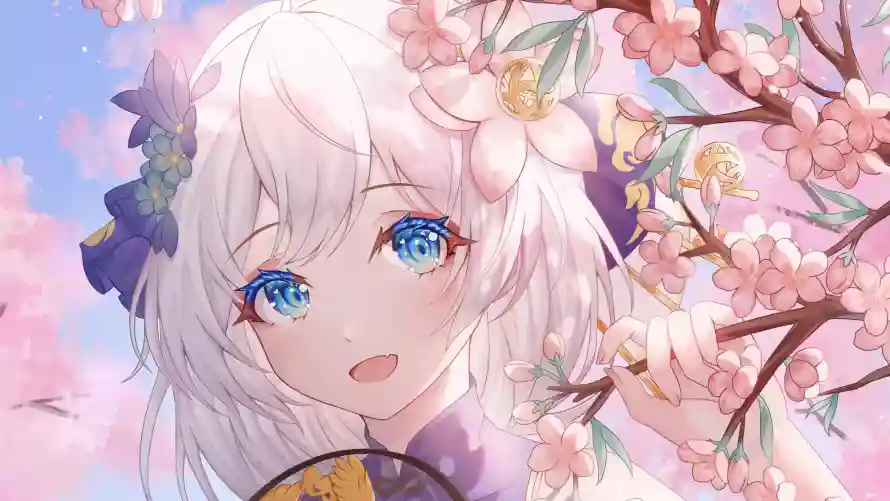 4k头饰壁纸-少女 - 春季-樱花「哲风壁纸」