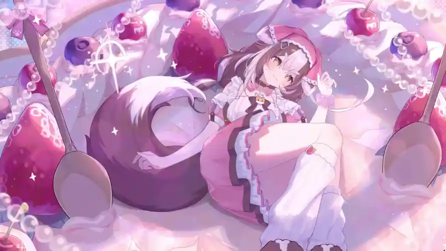 4k奶油壁纸-少女 - 樱桃-甜品「哲风壁纸」