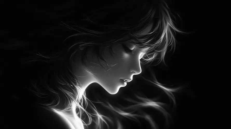 3k侧颜壁纸-灰 - 光影-少女「哲风壁纸」