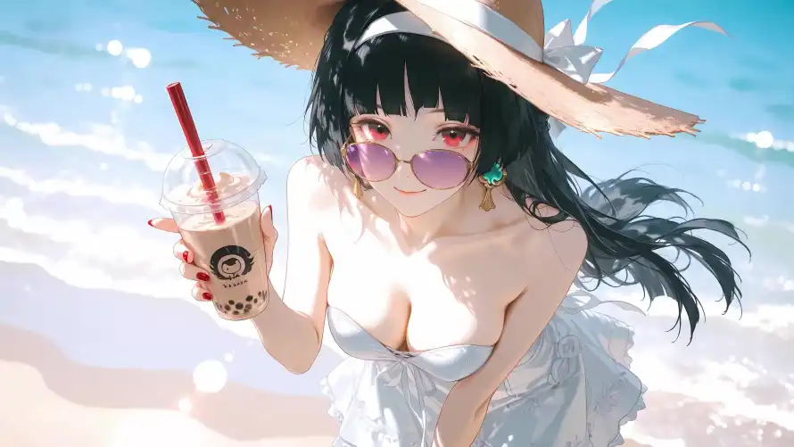 4k墨镜壁纸-夏日 - 奶茶-白云「哲风壁纸」