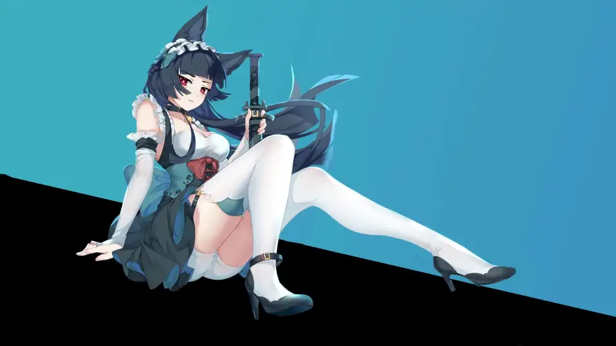 4k持刀壁纸 - 狐娘 - 狐耳 - 白丝「哲风壁纸」
