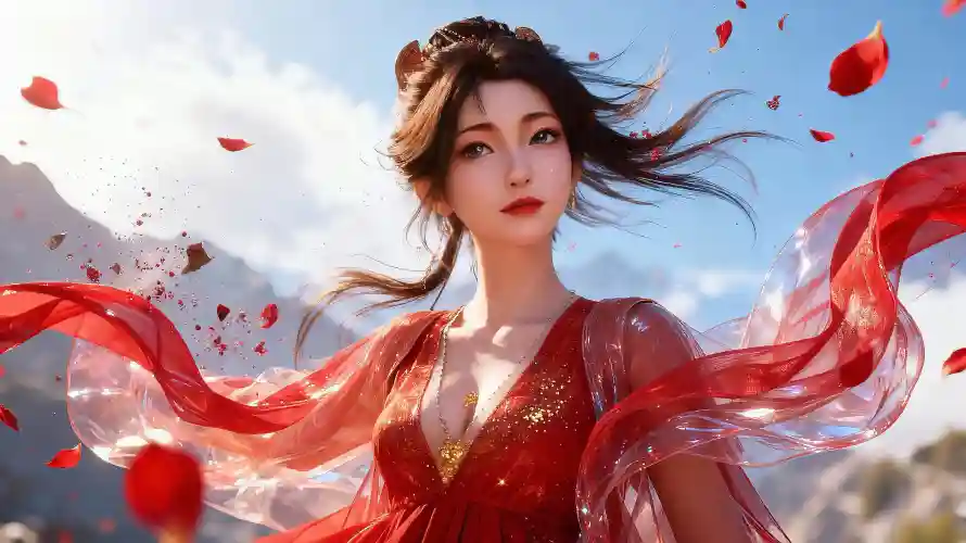 3k3D壁纸-仙侠 - 古风-红裙「哲风壁纸」